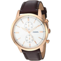 Fossil Men's Chronograph Watch - Townsman Brown Leather Strap | FS5468