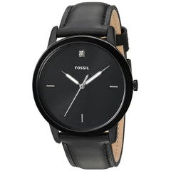 Fossil Men's Diamond Watch - The Minimalist Carbon Series Black Dial Strap | FS5408