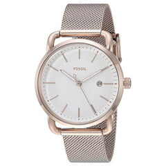 Fossil Women's Quartz Watch - The Commuter White Dial Mesh Bracelet | ES4349