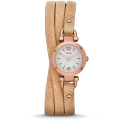 Fossil Women's Strap Watch - Georgia White Dial Quartz Sand Leather | ES3477