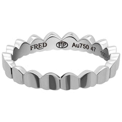 Fred of Paris Women's Ring - Une Ile D'or 18k White Gold Band, Size 7.25 | 4B0739-055