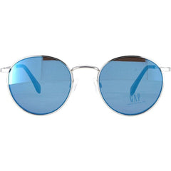 GAP Unisex Sunglasses - Blue Mirrored Lens Silver Round Metal Frame | GAP SGP401 SIL