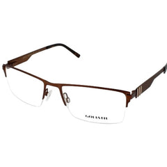 Goliath Men's Eyeglasses - Adjustable Nose Pads Half Rim Square Frame | IX Brown