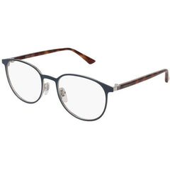 Gucci Men's Eyeglasses - Blue Metal Full Rim Round Frame Demo Lens | GUCCI GG0293O 004