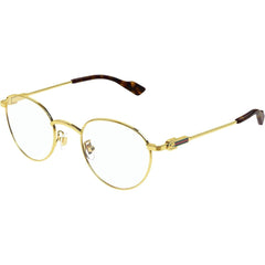 Gucci Men's Eyeglasses - Gold Metal Round Shape Frame Demo Lens, 48 mm | GG1222O 002