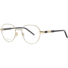 Gucci Men's Eyeglasses - Gold Plastic/Metal Round Shape Frame Demo Lens | GG1162O 001