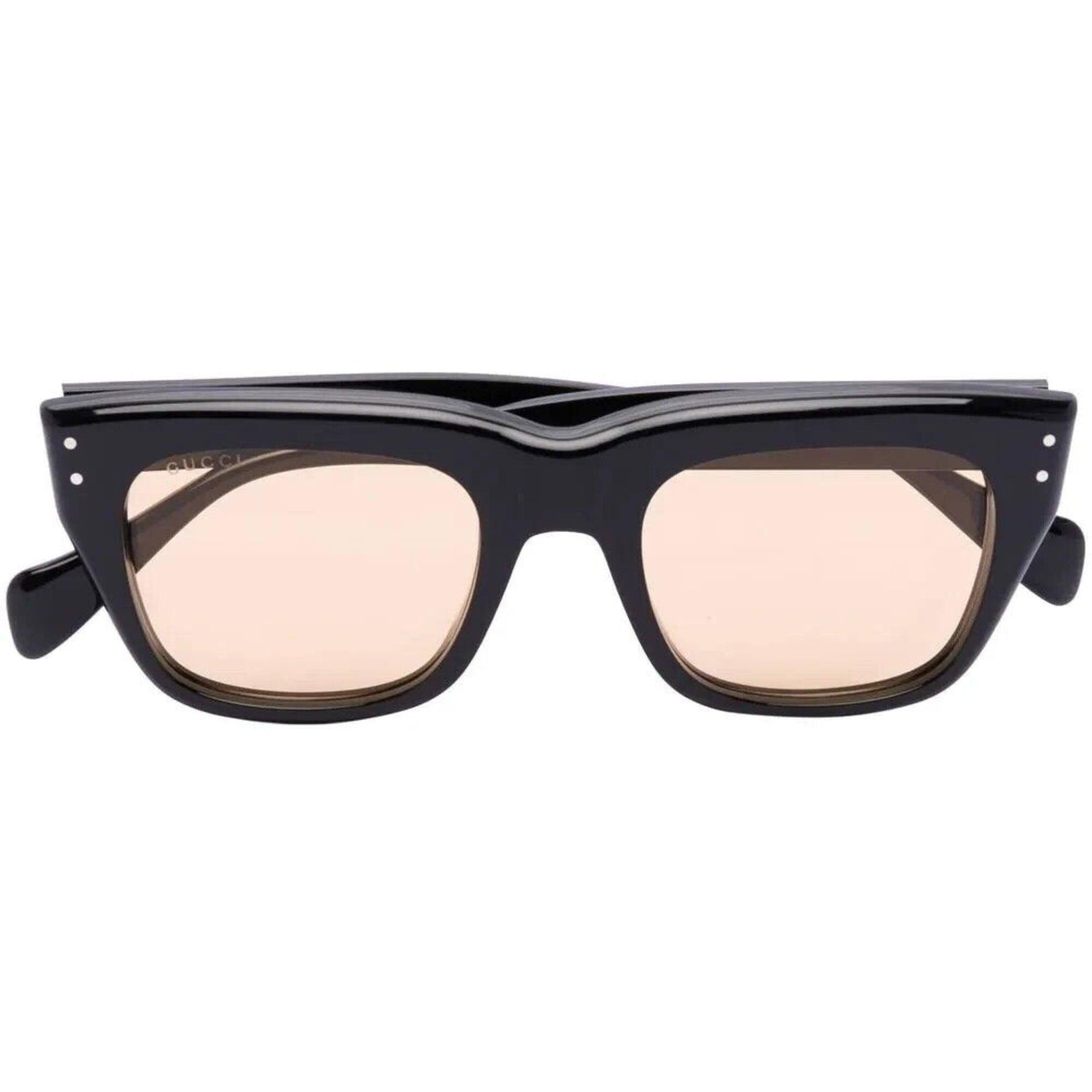 Gucci Men's Sunglasses - Black Acetate Full Rim Frame Yellow