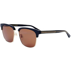 Gucci Men's Sunglasses - Brown Nylon Lens Black and Gold Acetate Frame | GG0382S 002