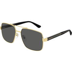 Gucci Men's Sunglasses - Gold Metal Aviator Full Rim Frame Grey Lens | GG0529S 001