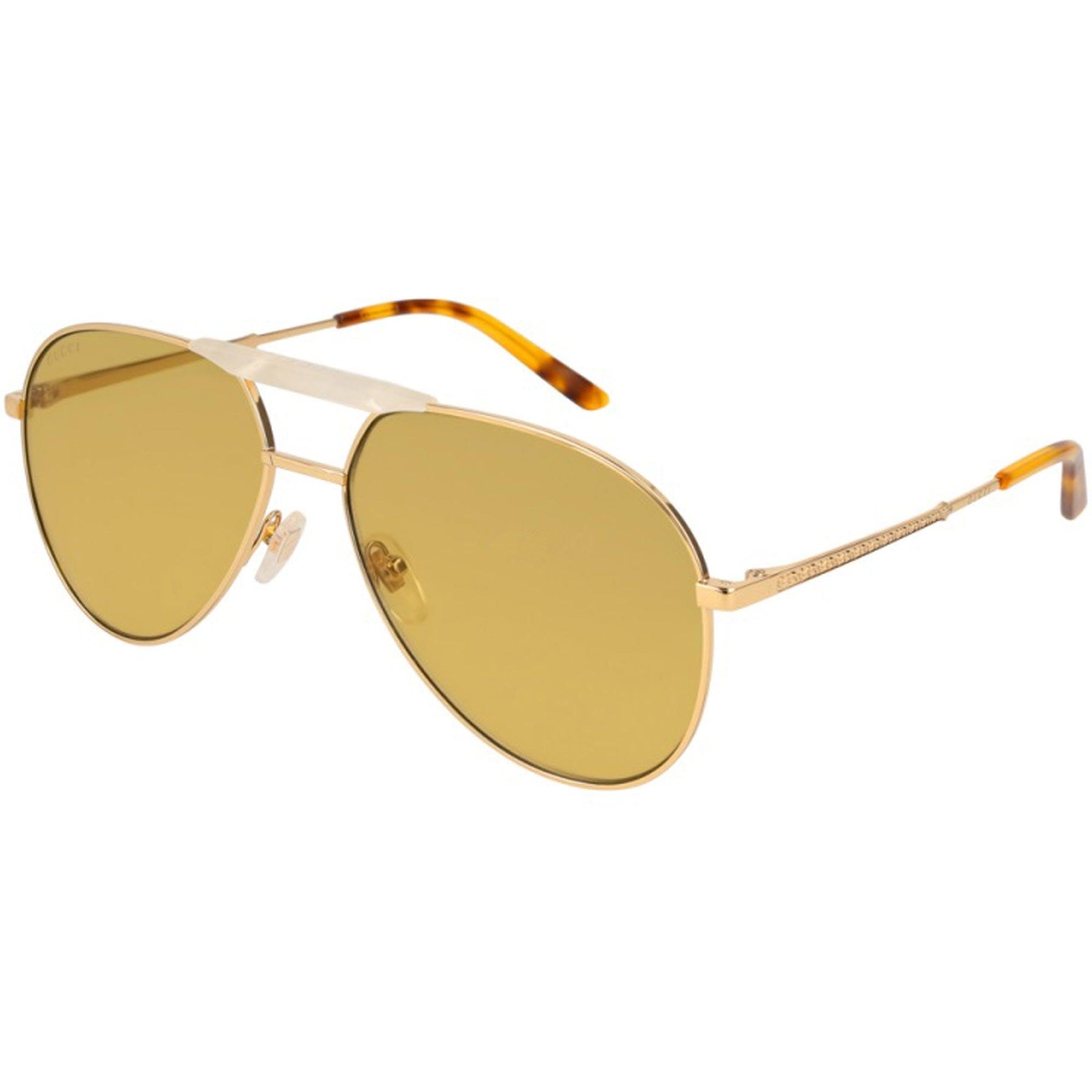 Gucci Beige/ Gold Frame Aviator Sunglasses with Brown Lenses GUCCI Gold/Brown Lens 59-17-135MM Women main image 4