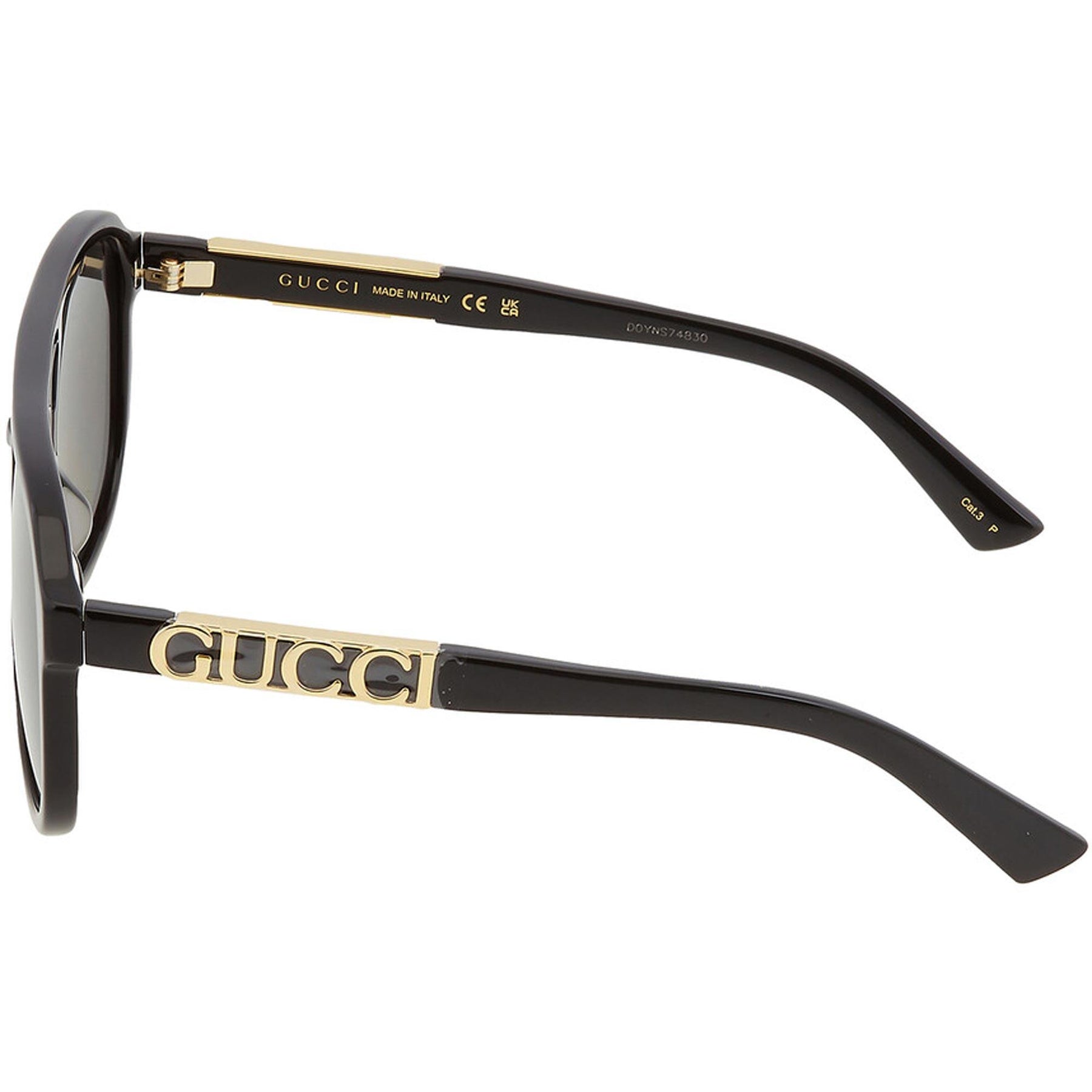 Gucci Model: GG1188S Style: Full Rim Pilot Shape
Black/Gold Gucci - Brandclub - Gucci Pilot Sunglasses GG1188S 002 Black  main image 3