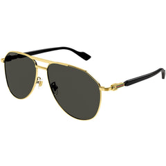 Gucci Unisex Sunglasses - Full Rim Gold and Black Pilot Metal Frame | GG1220S 001