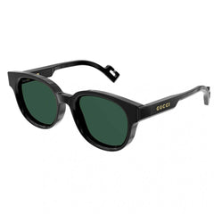 Gucci Unisex Sunglasses - Green Lens Full Rim Black Plastic Oval Frame | GG1237S 004