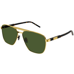 Gucci Unisex Sunglasses - Green Lens Gold and Havana Pilot Metal Frame | GG1164S 004