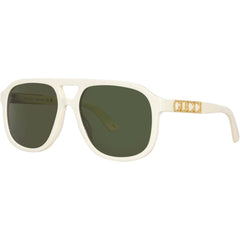 Gucci Unisex Sunglasses - Ivory Acetate Pilot Shape Frame Green Lens | GG1188S 005