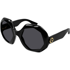 Gucci Women's Sunglasses - Black Plastic Geometric Shape Frame Grey Lens | GG1242S 001