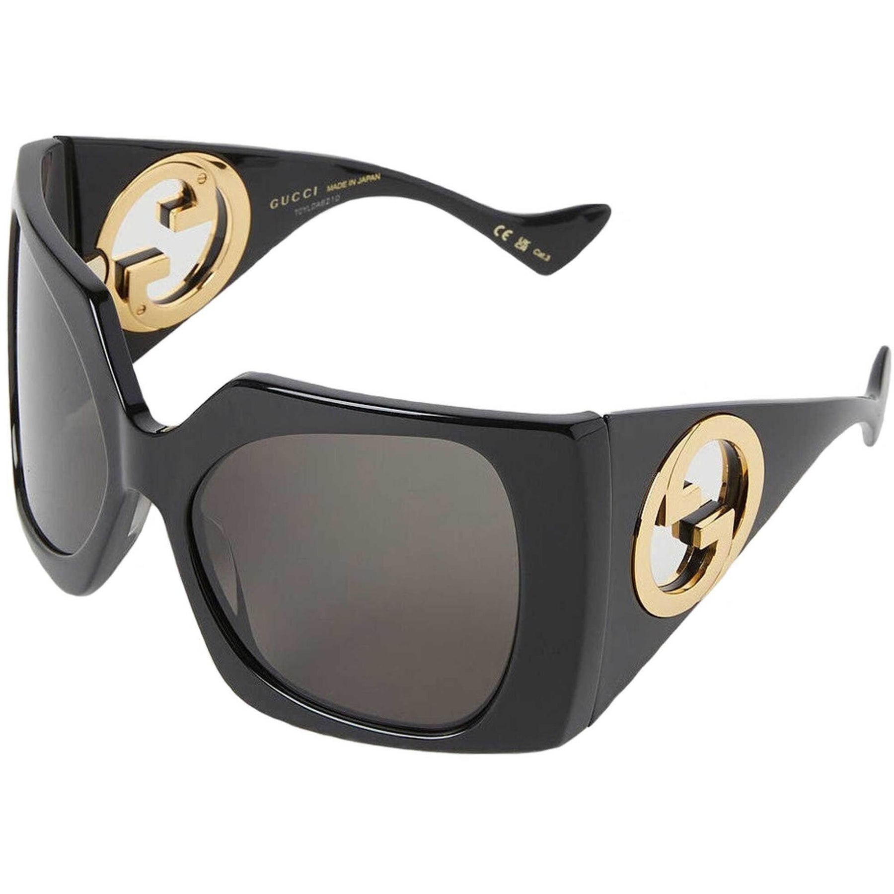 Gucci Women's Sunglasses - Black Recycled Acetate Wrap Frame Grey