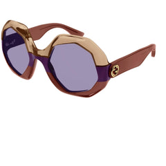 Gucci Women's Sunglasses - Brown Plastic Geometric Frame Violet Lens | GG1242S 002