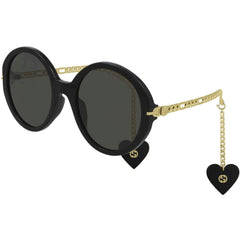 Gucci Women's Sunglasses - Dark Grey Lens Black and Gold Acetate Frame | GG0726S 005