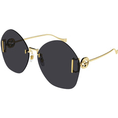 Gucci Women's Sunglasses - Gold Metal Butterfly Rimless Frame Grey Lens | GG1203S 002