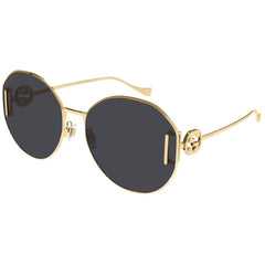 Gucci Women's Sunglasses - Gold Metal Oval Full Rim Frame Grey Lens | GG1206SA 002