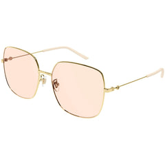 Gucci Women's Sunglasses - Gold Metal Square Full Rim Frame Pink Lens | GG1195SK 002