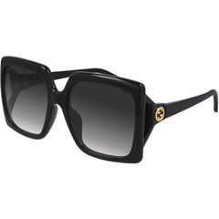 Gucci Women's Sunglasses - Gradient Lens Shiny Black Square Shape Frame | GG0876SA 001