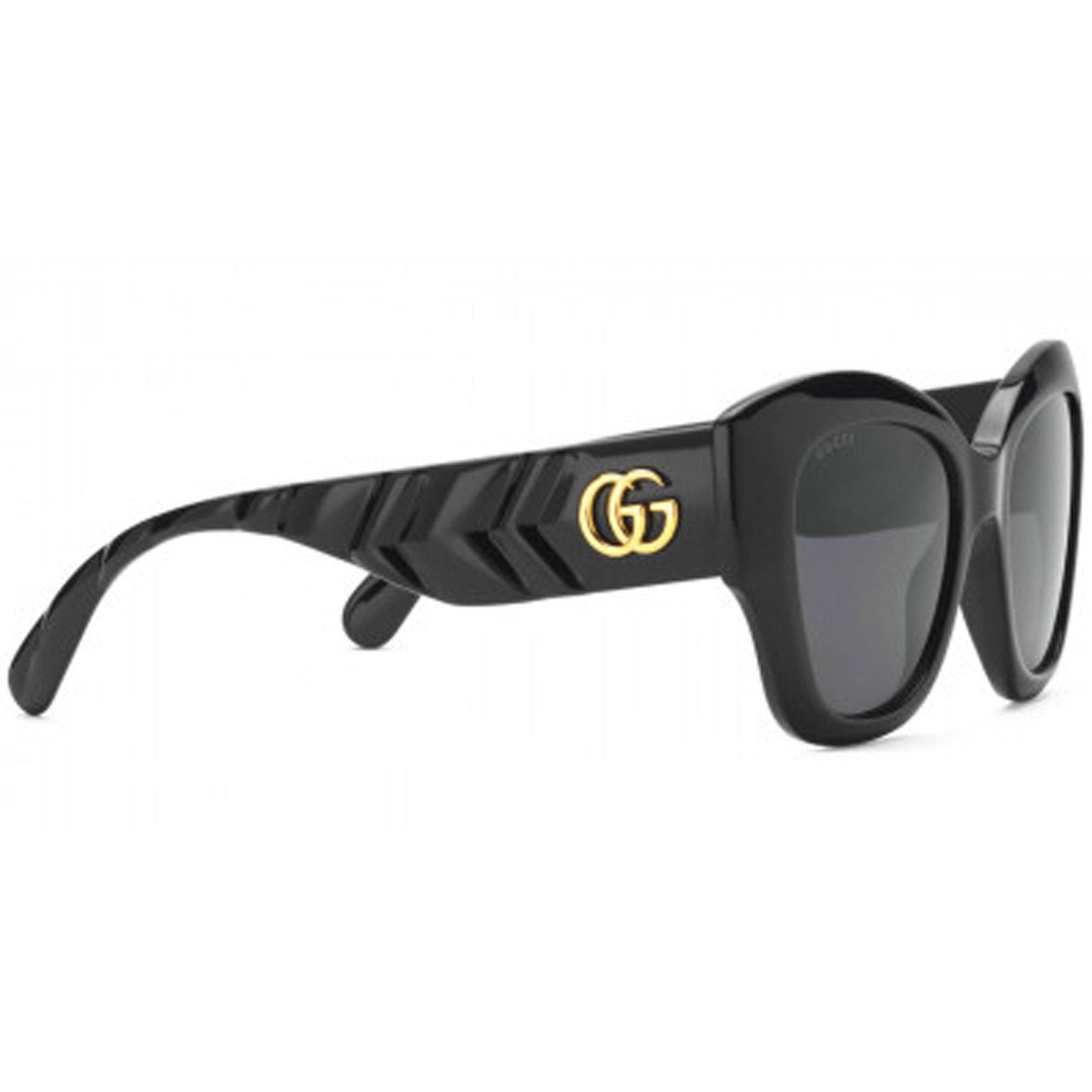GUCCI GG0808S 001 Black Grey Square Women\'s Sunglasses 53 mm. New GUCCI Sunglasses GG0808S 001 53-20 145 Black & Gold  main image 3