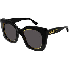 Gucci Women's Sunglasses - Grey Nylon Lens Shiny Black Plastic Frame | GG1151S 001