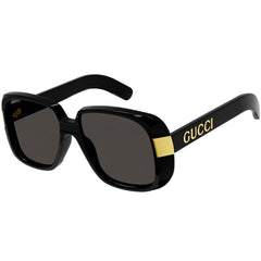 Gucci Women's Sunglasses - Grey Smoke Nylon Lens Black and Gold Frame | GG0318S 005