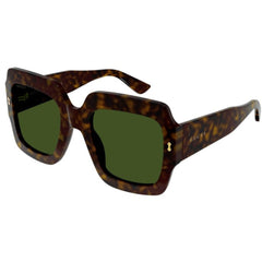 Gucci Women's Sunglasses - Havana Bio Acetate Square Frame Green Lens | GG1111S 002