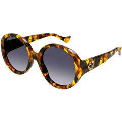 Gucci Women's Sunglasses - Havana Plastic Round Shape Frame Grey Lens | GG1256S 004