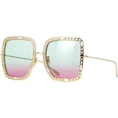 Gucci Women's Sunglasses - Light Blue to Pink Lens Gold Metal Frame | GG1033S 003