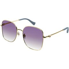 Gucci Women's Sunglasses - Purple Nylon Lens Gold and Blue Metal Frame | GG1143S 003
