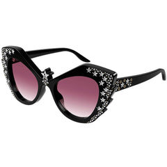 Gucci Women's Sunglasses - Red Nylon Lens Black Acetate Cat Eye Frame | GG1095S 001