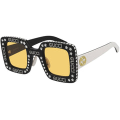 Gucci Women's Sunglasses - Yellow Lens Black and Ivory Square Frame | GG0780S 008