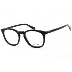 Guess Men's Eyeglasses - Clear Demo Lens Shiny Black Plastic Round | GU50053 001