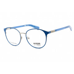 Guess Unisex Eyeglasses - Clear Lens Blue Silver Metal Round Shape Frame | GU8254 092