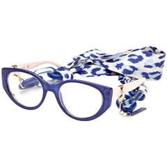 Guess Women's Eyeglasses - Clear Demo Lens Shiny Blue Cat Eye Frame | GU2885 090