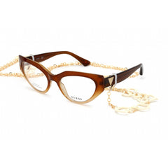 Guess Women's Eyeglasses - Clear Lens Light Brown Cat Eye Plastic Frame | GU2853 047
