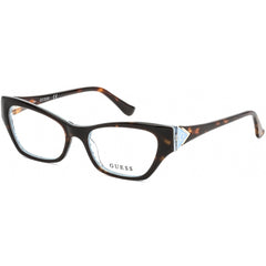Guess Women's Eyeglasses - Dark Havana and Blue Cat Eye Shaped Frame | GU2747 052