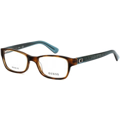 Guess Women's Eyeglasses - Dark Havana and Blue Rectangular Shape Frame | GU2591 052