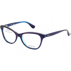 Guess Women's Eyeglasses - Full Rim Blue and Silver Acetate Frame | GU2624-3 092