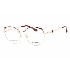 Guess Women's Eyeglasses - Full Rim Shiny Bordeaux Metal Round Frame | GU2867 069