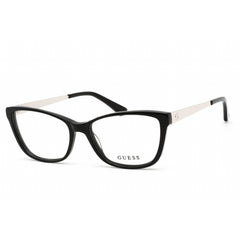 Guess Women's Eyeglasses - Shiny Black and Silver Cat Eye Plastic Frame | GU2721 001