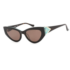 Guess Women's Sunglasses - Brown Lens Dark Havana Plastic Cat Eye Frame | GU7649 52E
