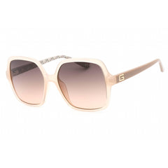 Guess Women's Sunglasses - Full Rim Shiny Beige Plastic Rectangular | GU7921-H 57F