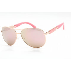 Guess Women's Sunglasses - Full Rim Shiny Rose Gold Metal Aviator Frame | GU7295 28G