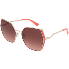 Guess Women's Sunglasses - Gradient Brown Lens Gold and Red Metal Frame | GU7843 32F