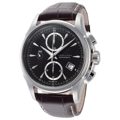 Hamilton Men's Chronograph Watch - Jazzmaster Auto Black Dial Brown Strap | H32616533
